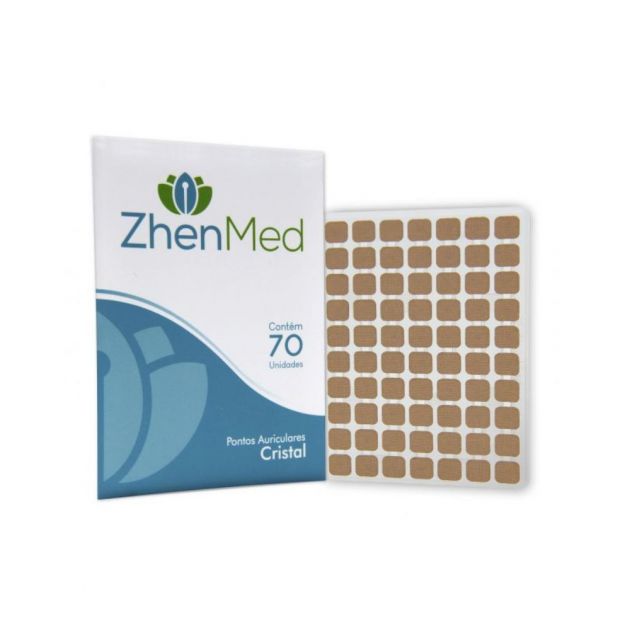 Placa Ponto Esfera Cristal para Auriculoterapia com Micropore Zhenmed 70un