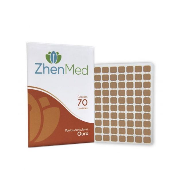 Placa Ponto Esfera Ouro para Auriculoterapia com Micropore Zhenmed 70un