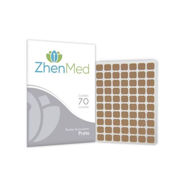 Placa Ponto Esfera Prata para Auriculoterapia com Micropore Zhenmed 70un